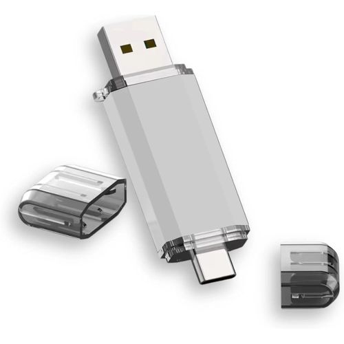 SHIBA-Cl USB 3.0 de type C \u2013 Cl USB C 2 en 1 \u2013 Cl USB C pour smartphone, ordinateur et table (argent, 8 Go)[1613]