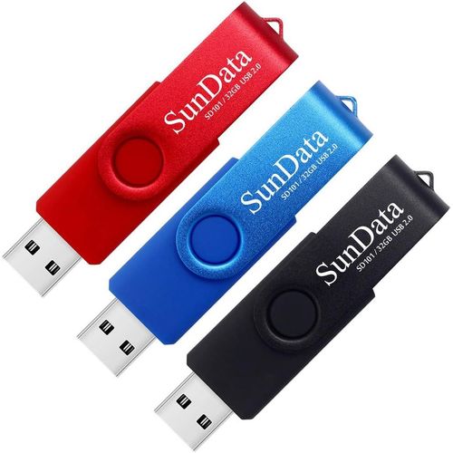 SHIBA-Cl USB 32 Go Lot de 3 USB 2.0 Flash Drive Mmoire Stick Rotation Stockage Donnes avec Lumire LED (3 Couleurs: Noir Bleu R[3