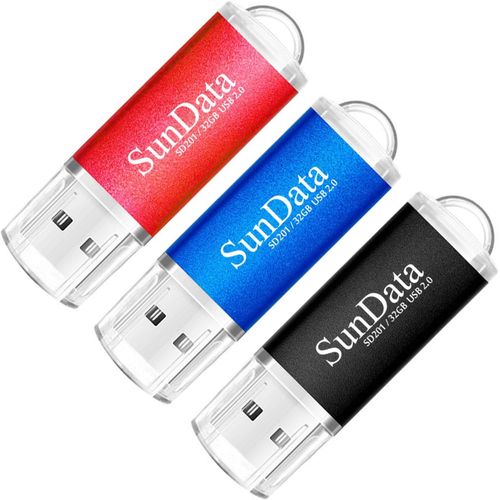 SHIBA-Cl USB 32 Go Lot de 3 USB 2.0 Flash Drive Mmoire Stick Stockage Donnes Pendrive avec Lumire LED (3 Couleurs: Noir Bleu R[1