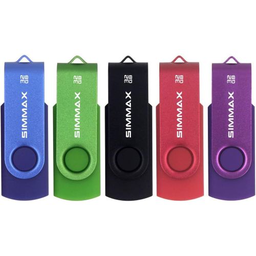 SHIBA-Cl USB 32 Go Lot de 5 USB 2.0 Flash Drive Pivotant Stockage Disque Mmoire Stick Pendrive (32Go Bleu Vert Noir Rouge Violet[1