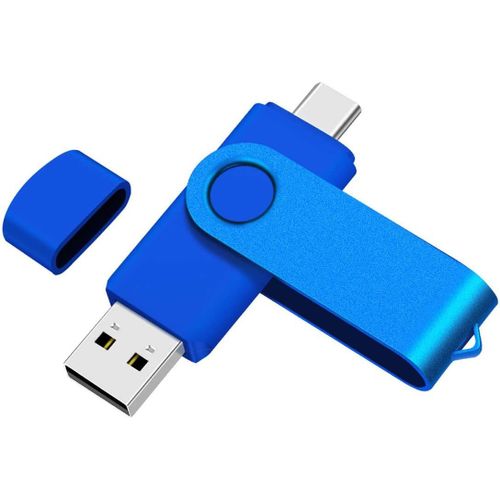 SHIBA-Cl USB C 8 Go OTG, USB 3.0 et Type C Flash Drive, Mmoire Stick pour Smartphone Android USB A + C, Bleu Mtal[615]