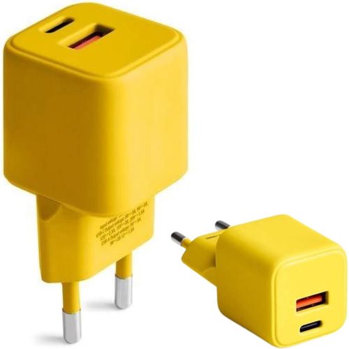 SHIBA-COLORUM Chargeur USB C USB A 30W Jaune - Fonction Charge Rapide et Technologie Power Delivery
