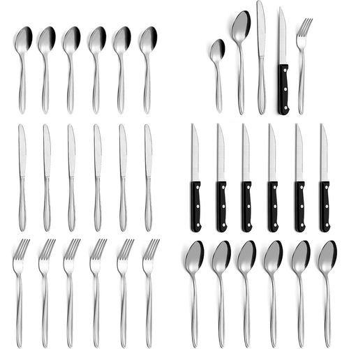 Shiba-Couverts De Table, Service De Table 6 Personnes, Couvert En Acier Inoxydable Avec Couteau  Steak, Set De Couverts Et Modern[1