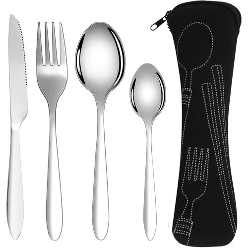 Shiba-Ensemble De Couverts 4 Pices, Couverts En Acier Inoxydable, Voyage Ensemble Couverts Set, Couverts Portatifs En Acier Inoxy[2