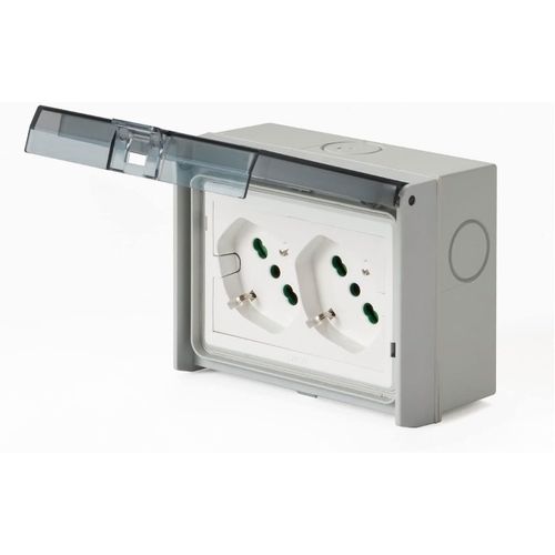 Shiba-Fanton 421021par Multiprise Universelle  Encastrer Opera/Pla Double Prise Schuko 2p+T 16a Ip55avec Bote Murale  3 Modules[1