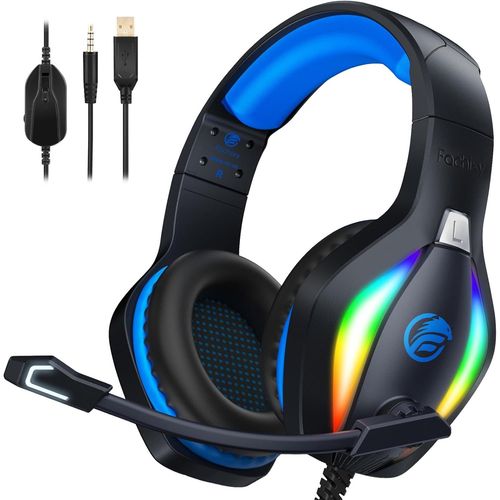 Shiba-Fc100 Casque Gaming Pour Pc, Ps4, Ps5, Xbox, Mac, Nintendo Switch, Casque Gamer Ps4 Avec Lumire Rvb, Casque Ps5 Avec Micro,[1