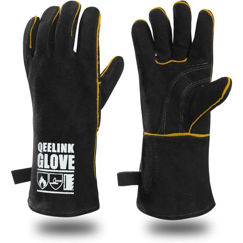 SHIBA-Gants de soudure en cuir doubls rsistants  la chaleur et  l'usure avec coutures ignifuges pour soudure/chemine/barbecue[9