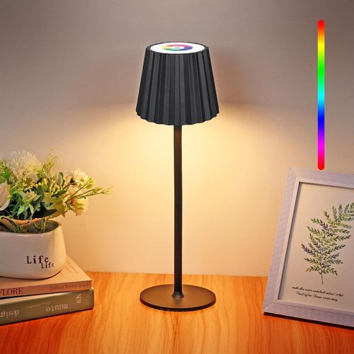 Shiba-Lampe De Table Led Sans Fil, Dimmable Rechargeable Lampe De Table Led, Toucher Lampe De Table Led 3000k+Rgb, Lampe Tactile S[2