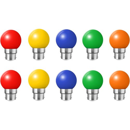 Shiba-Lot De 10 B22 Ampoule Couleur Led 2w Colorful Bulb Lampe De Couleur 360 Angle Ac220v-240v, Rouge, Jaune, Bleu, Vert Et Viol[4