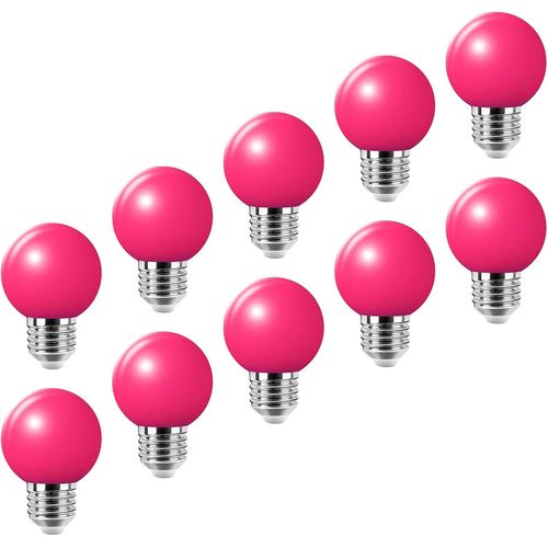 Shiba-Lot De 10 E27 Ampoule Couleur Led 2w Colorful Bulb Lampe De Couleur 360 Angle Ac220v-240v, Rouge, Jaune, Bleu, Vert Et Rose[1
