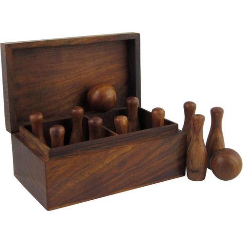 Shiba-Lot De 10 Quilles De Bowling En Bois Fabriques  La Main De 2.25 Pouces Chacune Et 2 Mini Bols De 1.25 Pouces Jeu Pour Adul[1