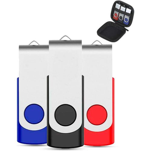 SHIBA-Lot de 3 Cl USB 16 Go USB 2.0 Flash Drive Carte Mmoire Stick Clef USB Pivotantes avec Sacoche  Fermeture Eclair[1036]