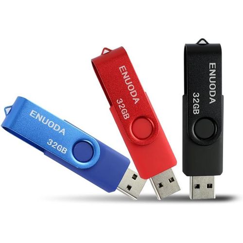 SHIBA-Lot de 3 Cl USB 32 Go USB 2.0 Flash Drive Stockage Rotation Disque Mmoire Stick ,Mixte Couleur:Rouge Noir Bleu[96]