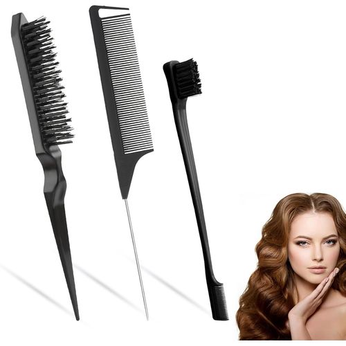 Shiba-Lot De 3 Peignes De Coiffure, Brosse  Cheveux Double Face, Brosse  Cheveux Queue De Rat, Brosse  Cheveux  Poils En Plast[1
