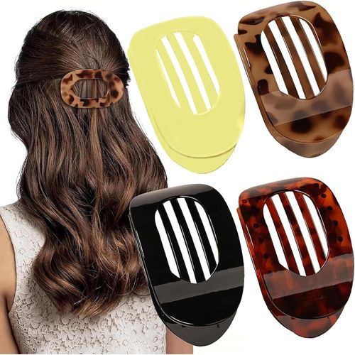 Shiba-Lot De 4 Pinces  Cheveux Plates Pour Femme - Grandes Pinces  Cheveux Pour Femme - Cheveux Fins - Motif Lopard - Tenue For[2