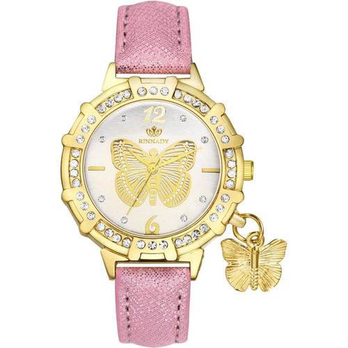 Shiba-Montre Femme  Bracelet Cuir,Montre Femme Papillon Fantaisie Avec Cadran Or Incrust De Strass,Montre  Aiguille Analogique [7