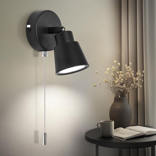Shiba-Noir Applique Avec Interrupteur  Tirette Gu10 - Applique Rtro D'intrieur Avec Interrupteur Rotatif  350 - 50 W Applique[8