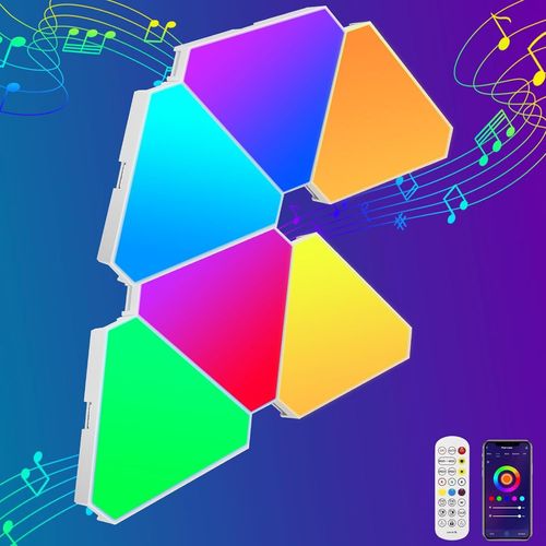 Shiba-Panneau Led Triangulaire Pour Jeu Avec Tlcommande, Applique Murale Intelligente, Bandes Lumineuses Led Combinables, Synchr[8