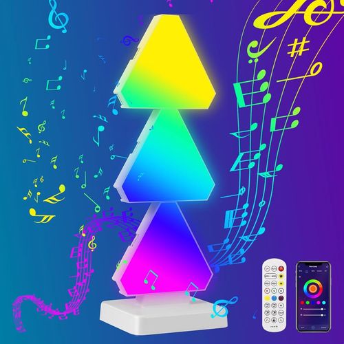 Shiba-Panneaux Lumineux Led Triangulaires, Lot De 3 Lampes De Table De Jeu Intelligentes Rgbw, Panneau Lumineux Led Triangulaire S[7