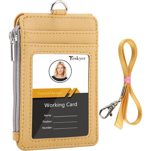 Shiba-Porte Badge Tour De Cou, Portefeuilles De Carte De Crdit Minces, Porte Carte Avec Poche  Glissire, 1 Fentre D`Identifica[8