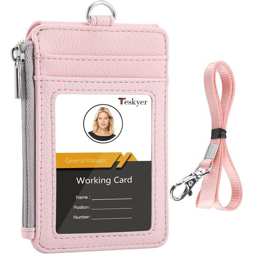 Shiba-Porte Badge Tour De Cou, Portefeuilles De Carte De Crdit Minces, Porte Carte Avec Poche  Glissire, 1 Fentre D`Identifica[8