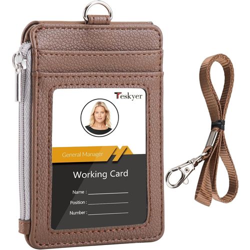 Shiba-Porte Badge Tour De Cou, Portefeuilles De Carte De Crdit Minces, Porte Carte Avec Poche  Glissire, 1 Fentre D`Identifica[8