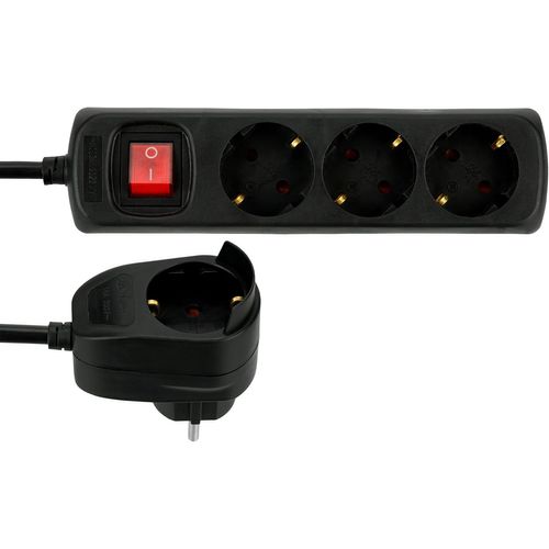 Shiba-Rallonge Multiprise 3+1x 2m + Interrupteur, Noir[1013]