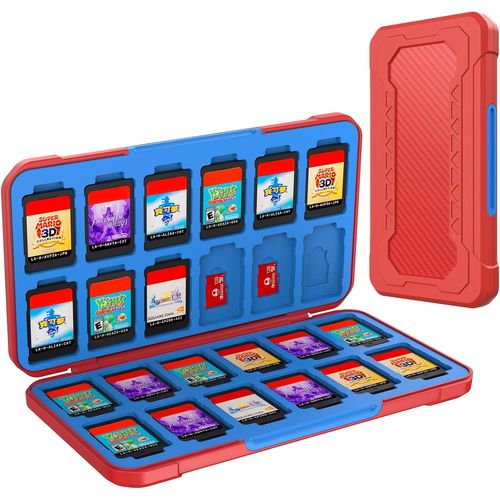Shiba-Rangement Jeux Switch Pour Nintendo Switch/Lite/Oled,Support De Stockage De Mmoire En Design En Fibre De Carbone Rouge Avec[1