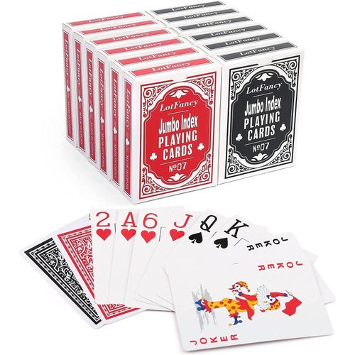 Shiliu-12 Decks Jeux De Cartes De Poker Grande criture Lot De 6 Rouge Et 6 Bleu Playing Cards 54 Pices  Jumbo Index Pour Cadeaux[