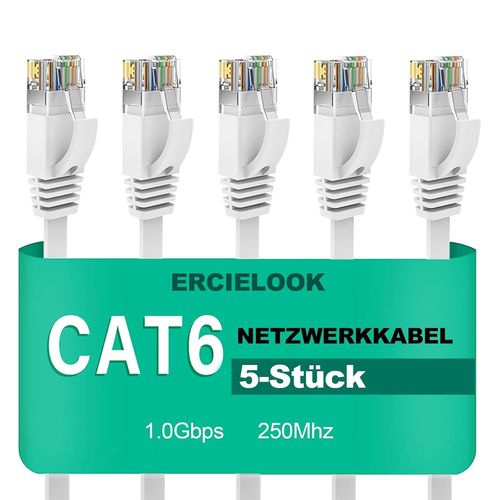 SHILIU-Cble Ethernet 0,3m 5 Pices - Cat6 Rj45 Plat Lan 1000 Mbit/s Cble Internet pour Routeur Switch PC Portable Smart TV[3223]