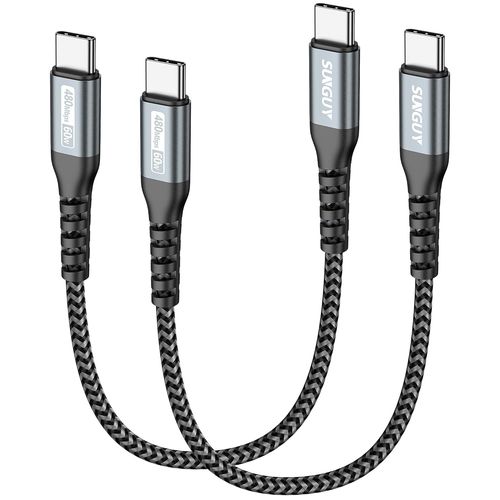 SHILIU-Cable USB C vers USB C, 2 pices 0.3m PD 60W Cable USB C charge rapide, Cable USB Type C pour iPhone 16/15 Pro Max, MacBook [