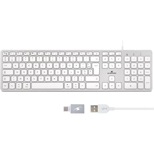 SHILIU-Clavier Franais AZERTY Filaire pour Mac - Touches Concaves et Silencieuses, 13 Raccourcis Multimdia, Adaptateur USB/USB-C[2