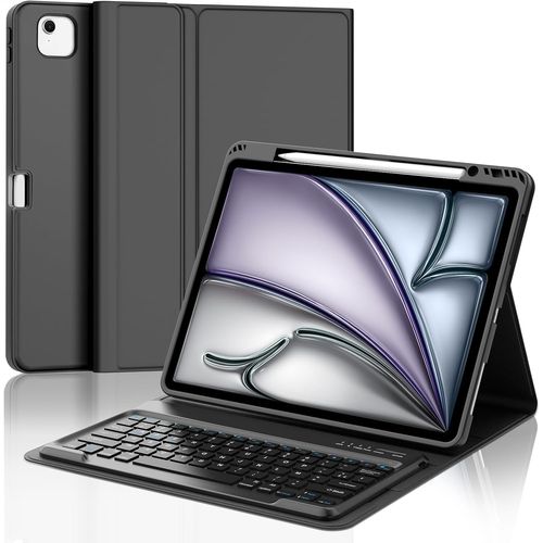 Shiliu-Clavier Ipad Air 13 Pouces (M2 2024/M3 2025), Azerty Franais Clavier Coque, tui Clavier Dtachable Sans Fil Bluetooth Pour[