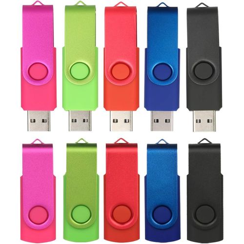 SHILIU-Cle USB 1 Go, Cl USB 2.0 Flash Drive Clef USB Pivotant Stockage Disque Mmoire Stick (10 Couleurs 4GB*10PCS)[3817]