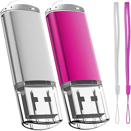 SHILIU-Cle USB 16 Go, Cl USB 2.0 Flash Drive Stockage Disque Mmoire Stick avec Cordes, Ensemble de Deux, Rose/Blanc[145]
