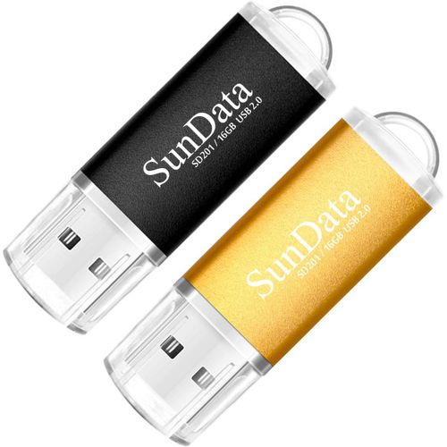 SHILIU-Cl USB 16 Go Lot de 2 USB 2.0 Flash Drive Mmoire Stick Stockage Donnes Pendrive avec Lumire LED (2 Couleurs: Noir Or)[175