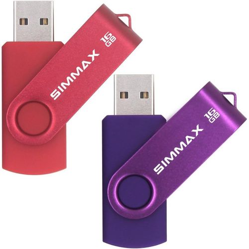 SHILIU-Cl USB 16 Go Lot de 2 USB 2.0 Flash Drive Pivotant Stockage Disque Mmoire Stick Pendrive (16Go Rouge Violet)[242]