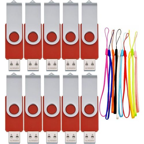 SHILIU-Cle USB 2 Go Lot de 10 Cls USB 2.0 Mmoire Sticks - Clef USB 2Go Rotatif PenDrive Lecteur Flash USB