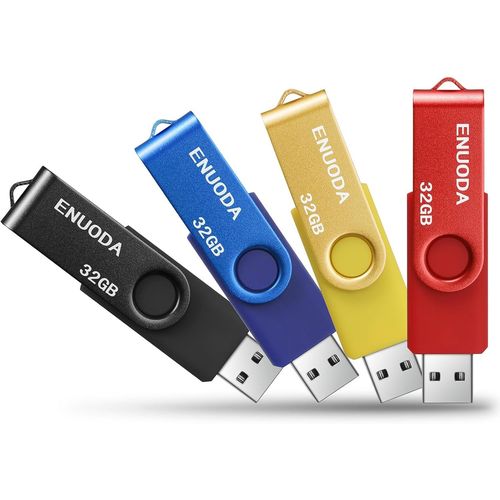 SHILIU-Cl USB 32 Go Lot de 4 USB 2.0 Flash Drive Stockage Rotation Disque Mmoire Stick (Mixte Couleur:Jaune Rouge Bleu Noir)[123]