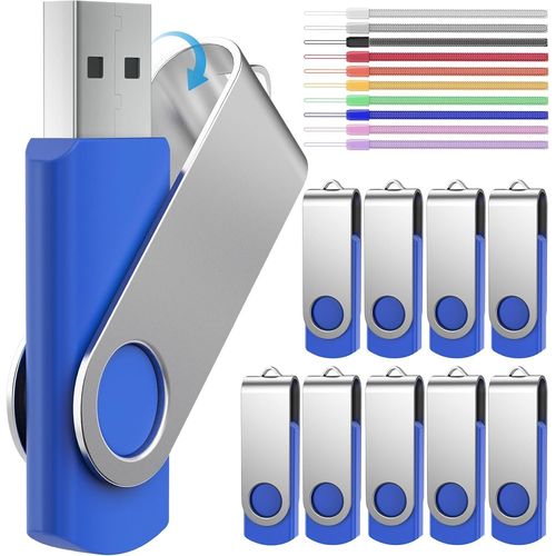 SHILIU-Cle USB 512MB Lot de 10 Cls USB 2.0 Mmoire Sticks - Petite Capacit Clef USB 512 Mo Rotatif PenDrive Lecteur Flash USB