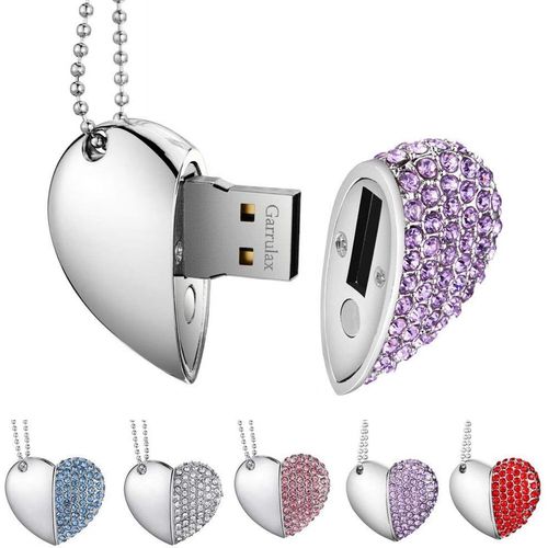 SHILIU-Cle USB, Premium impermable cl USB2.0, 8Go / 16 Go / 32Go Cles USB Type de Coeur Diamant Stockage de donnes Haute Vitesse[