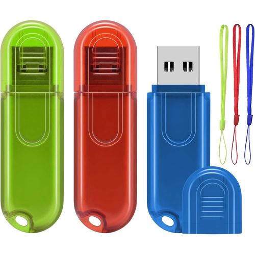 SHILIU-Clef USB 64 Go Lot de 3 Cl USB Cls USB 2.0 Stockage Mmoire Flash Drive avec Cordes pour PC/Tablette/Ordinateur (Bleu/Roug[