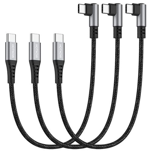 SHILIU-court cble USB C vers USB-C 30 cm Lot de 3, angle droit 0,3 m 65w cble de charge rapide USB 2.0 pour appareils de type C[31