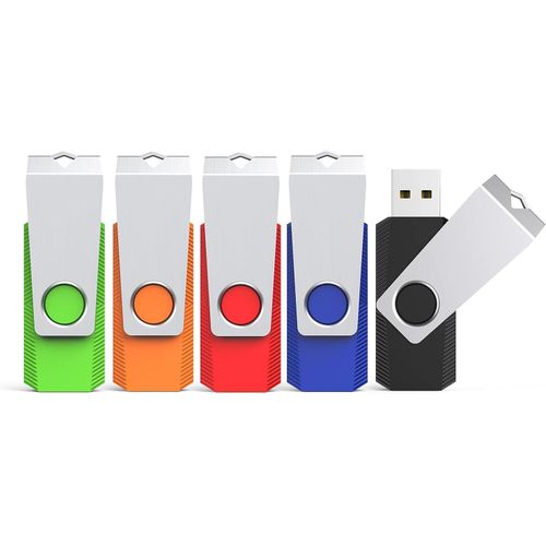 SHILIU-Kexin Lot de 5 Cls USB 64 Go Clef USB 2.0 64 Go Cle USB (64G, 5 Couleurs : Noir Bleu Rouge Vert Orange)[2206]