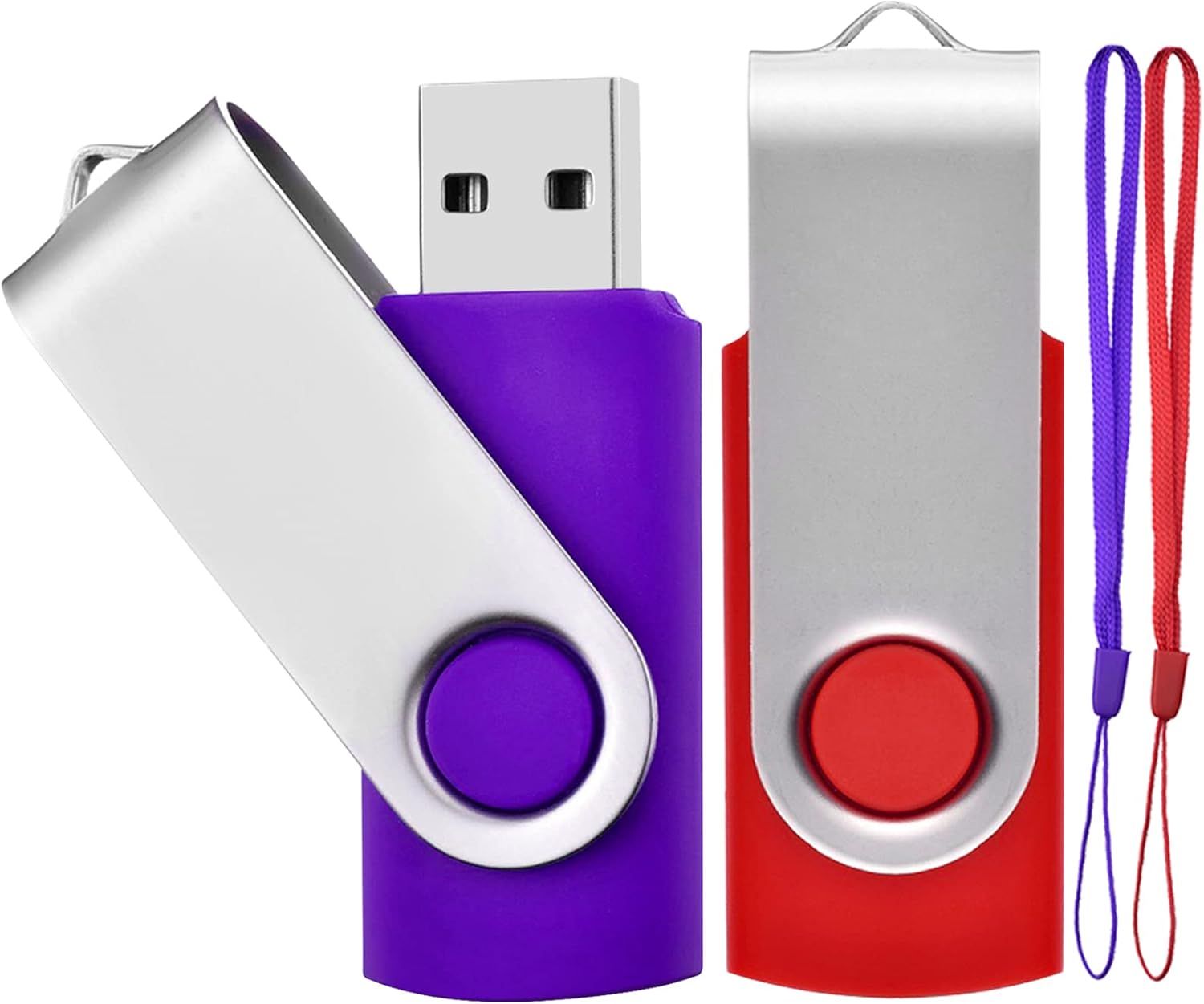SHILIU-Lot de 2 Cl USB 2 Go USB 2.0 Mmoire Flash Drive Clef USB Pivotantes avec Cordes Bon Cadeau pour Enfant Parents et Amis (2G[
