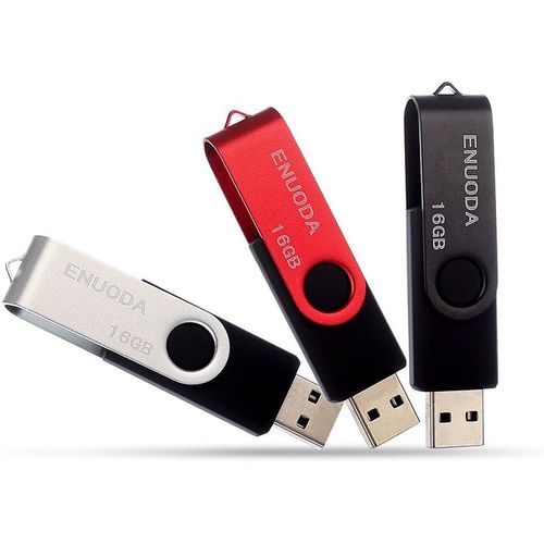 SHILIU-Lot de 3 Cl USB 16 Go USB 2.0 Flash Drive Stockage Rotation Disque Mmoire Stick ,Couleur Mixte:Noir,Gris,Rouge[283]