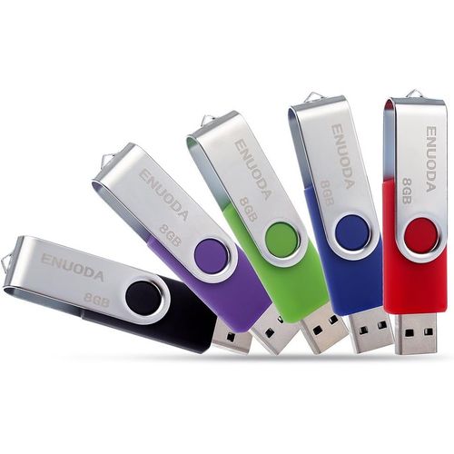 SHILIU-Lot de 5 Cl USB 8 Go USB 2.0 Flash Drive Stockage Rotation Disque Mmoire Stick,Couleur Mixte:Rouge Vert Noir Bleu Violet[1