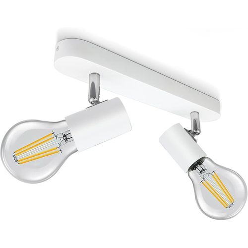 Shiliu-Plafonnier Applique Murale, Spot Bar Design Rtro, 2 Spots Orientables & Pivotants, Luminaire Plafond Vintage Blanc, Douille[