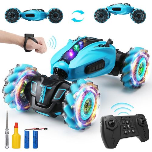 Shinkuro Voiture Tlcommande 2.4ghz Rc Stunt Twist Car,360 Rotation Offroad Drift Car Musique Eclairage 2 Batterie Pour Enfants8,9,10+ Ans Voiture Telecommand Tout Terrain
