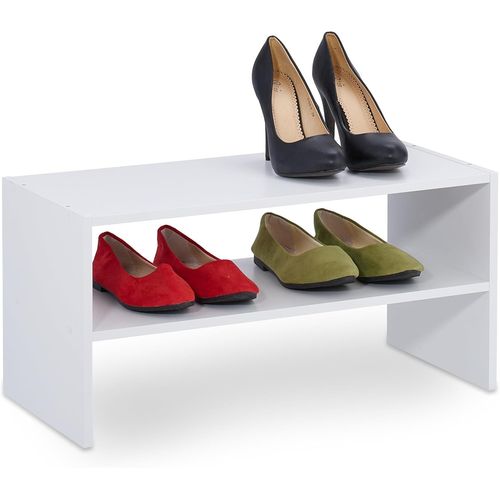 Shoe Rack for 4 Pairs Compact 2 Tier Stackable HLP 29.5 x 60 x 29.5 cm White